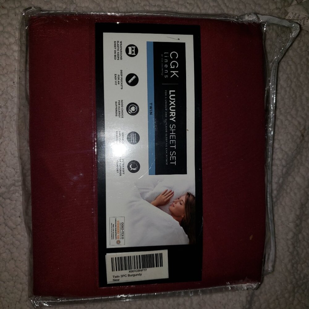Luxury Burgundy twin size sheets by CGK